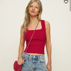 Reformation Julia ribbed sweater tank red Small NWT